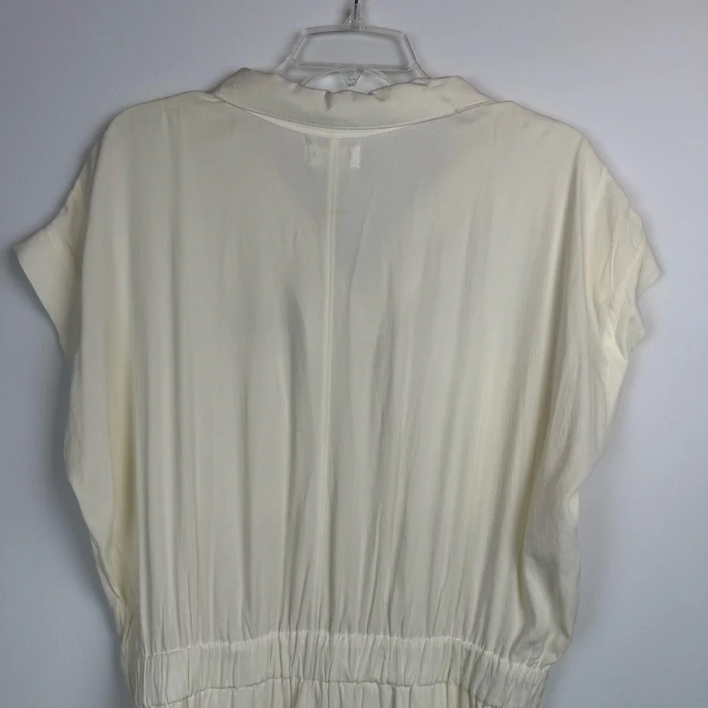 NWT Thread & Supply Maya Cream Dress Button Front Elastic Waist Size L - Picture 14 of 17